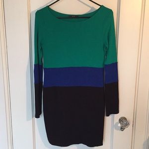 Long Sleeve Color-Block Dress